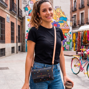 Bolso Negro de Hombro en Piel Artesanal