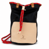Mochila de Piel Negra Artesanal para Mujer cuerdas rojas