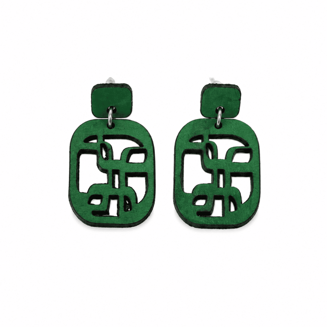 pendientes geométricos de piel artesanal verdes pendientes geométricos verdes de cuero