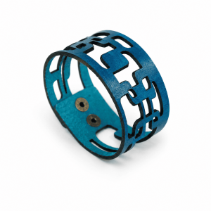pulsera geométrica azul de cuero