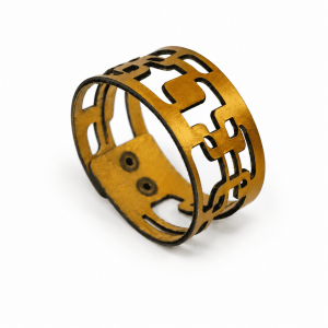 pulsera geométrica dorada de cuero