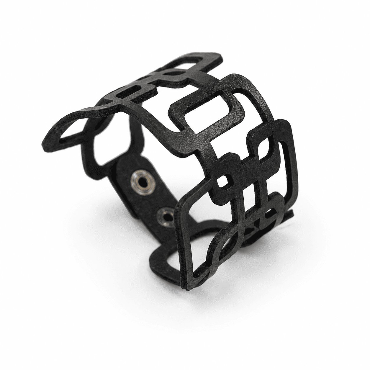 pulsera geométrica negra de cuero Pulsera Geométrica Negra de Cuero Artesanal