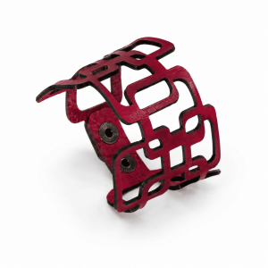 pulsera geométrica roja de cuero