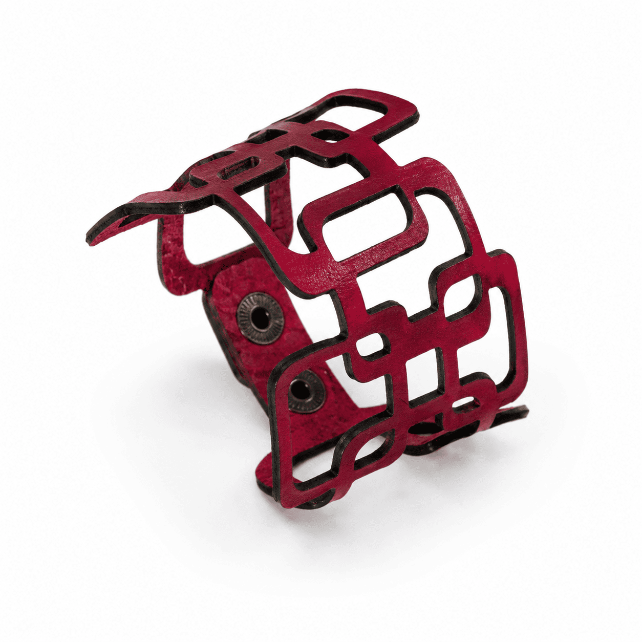 pulsera geométrica roja de cuero