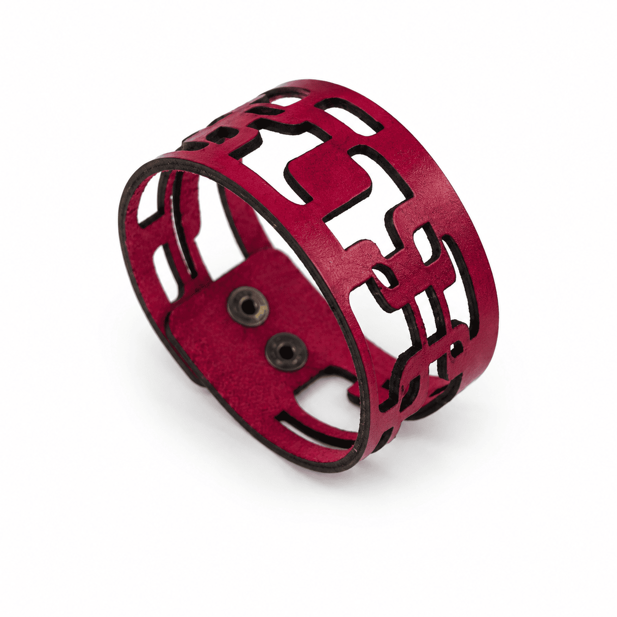 pulsera geométrica roja de cuero