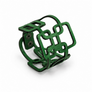 pulsera geométrica verde de cuero